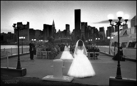 Manhattan Skyline at dusk : Wedding Potpourri B&W : New York Wedding Photographer | Chuck Fishman Photographer | Documentary Photojournalistic Black and White  Wedding Photojournalism