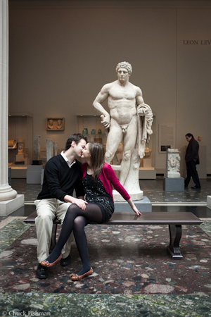 Melissa and Ben at The Met : Engagement Sessions : New York Wedding Photographer | Chuck Fishman Photographer | Documentary Photojournalistic Black and White  Wedding Photojournalism