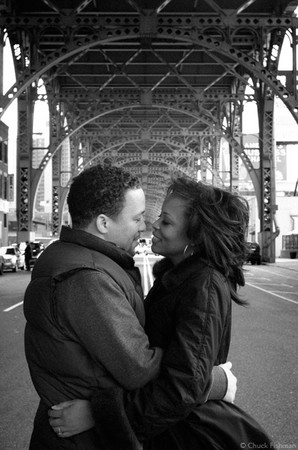 Nicole and Chris in Harlem : Engagement Sessions : New York Wedding Photographer | Chuck Fishman Photographer | Documentary Photojournalistic Black and White  Wedding Photojournalism