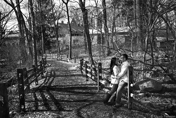 Dawn and Regan at Stone Barns in Westchester : Engagement Sessions : New York Wedding Photographer | Chuck Fishman Photographer | Documentary Photojournalistic Black and White  Wedding Photojournalism